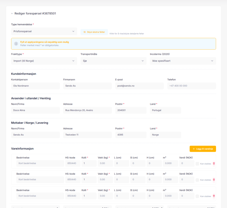 Sendo import og eksport &ndash; hjelp med fortolling og toll